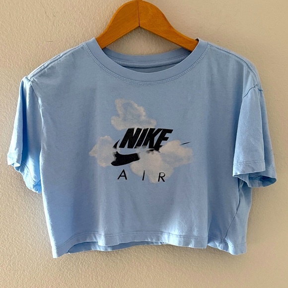 Nike Air Sky Blue Crop Top Tee Size Small - Picture 1 of 5